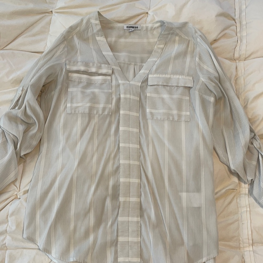 Express striped dress top with v-cut detail